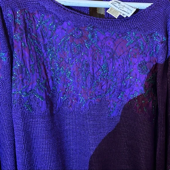 Vibrant Purple Women's Crew Neck Sweater - Picture 4 of 4
